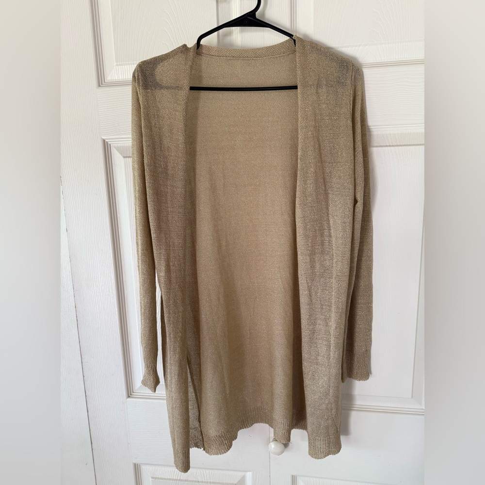 SHEIN Light Beige Open-Front Long Cardigan